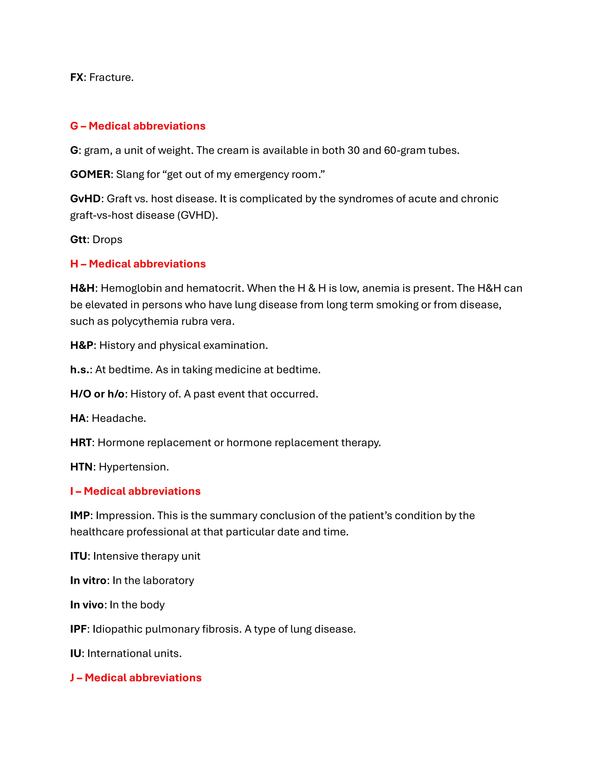 Hospital - Medical Abbreviations By Vedanti More | PDF
