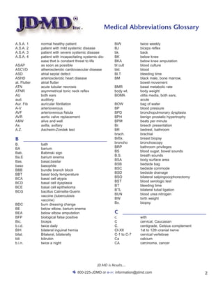 Medical Abbreviations Glossary