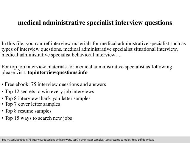 medical administrative specialist interview questions medical administrative cover letter