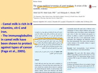 Medical and health properties of camel products | PPT
