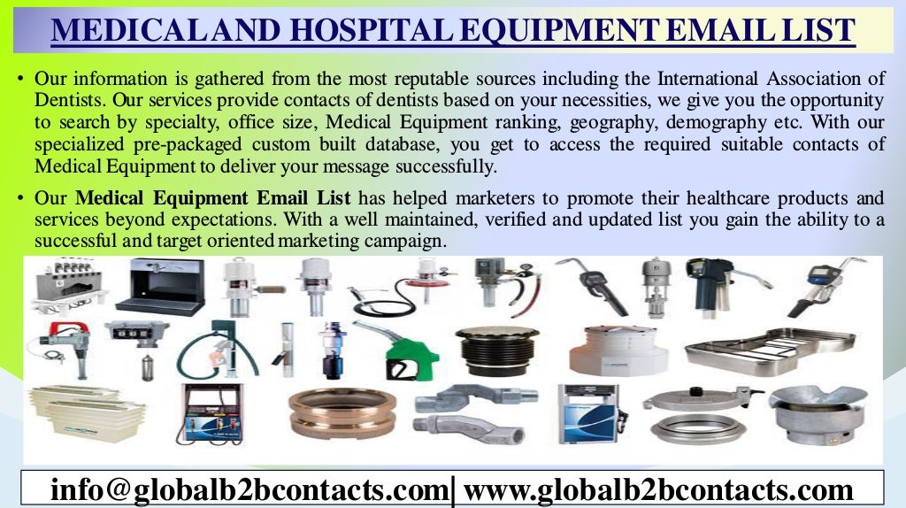 MEDICAL AND HOSPITAL EQUIPMENT EMAIL LIST