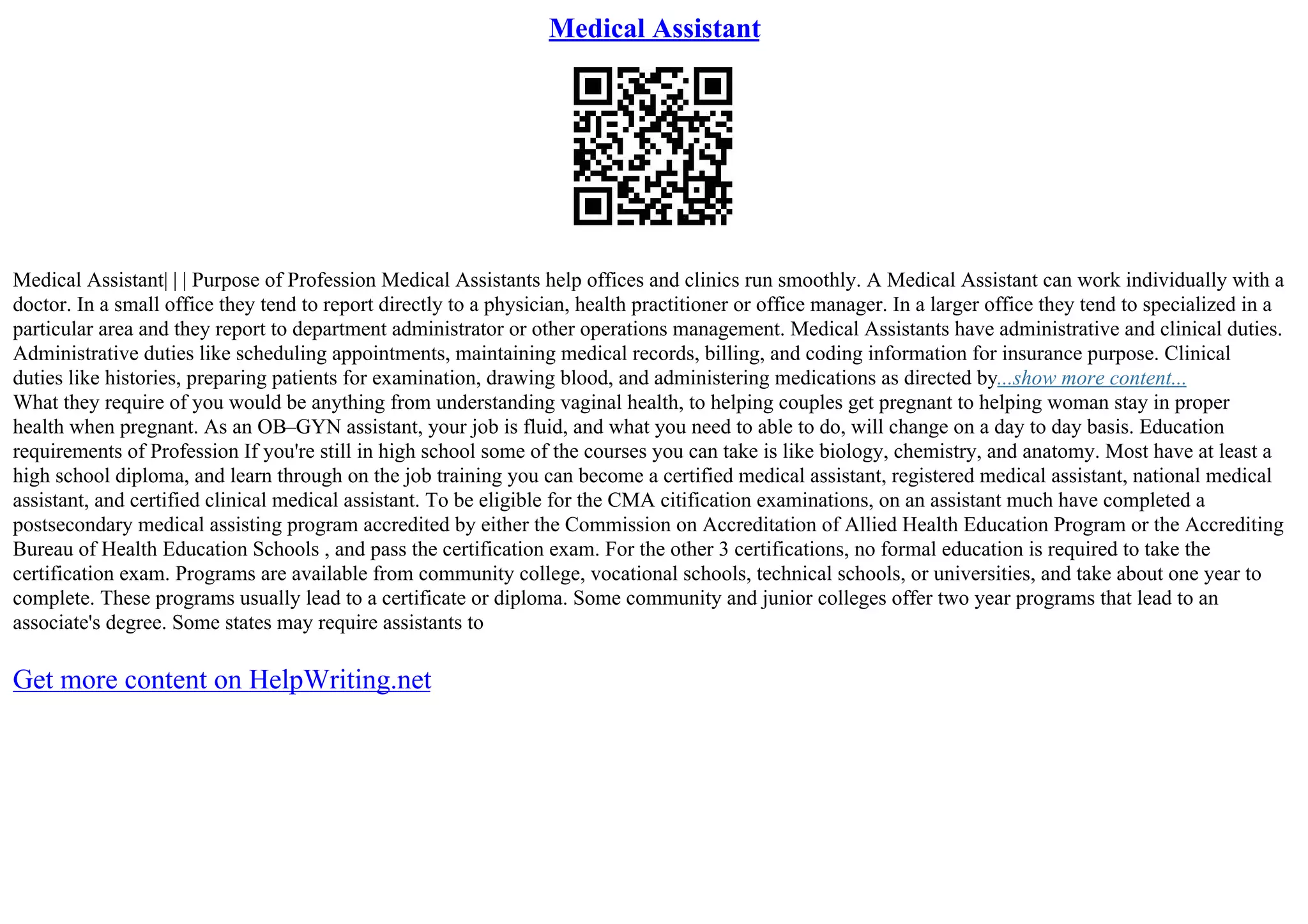 Medical Assistant | PPT