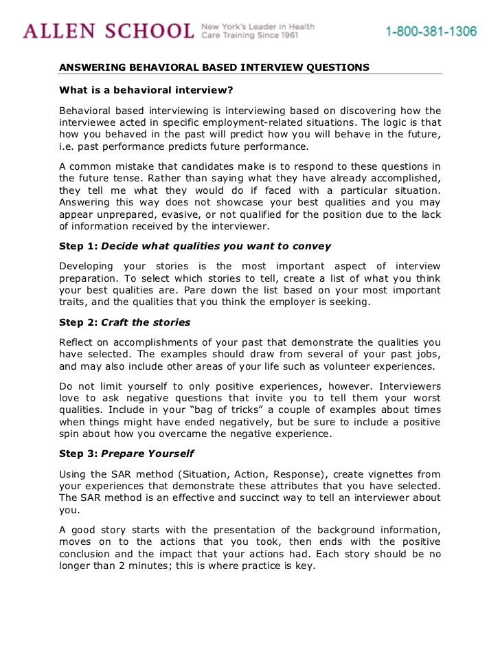 examples of behavioral based interview questions