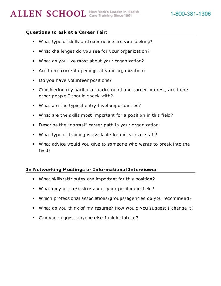 questions to ask at a job fair