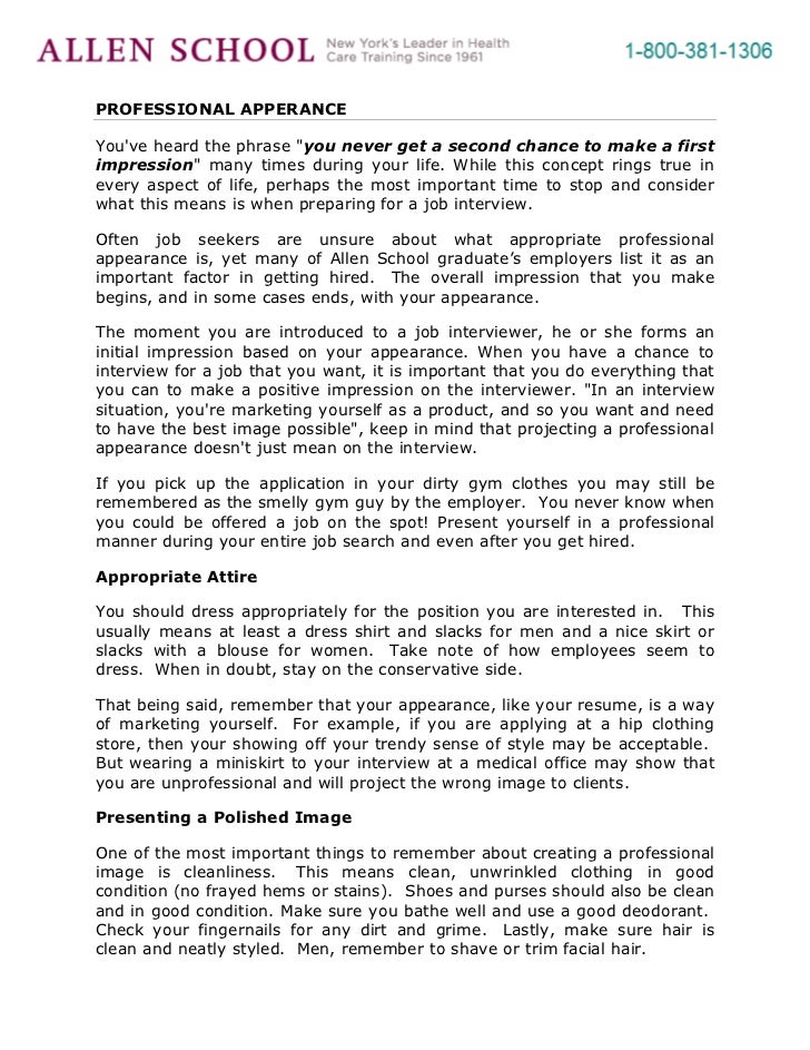 Tips for Dressing for Success from Allen School Establish a