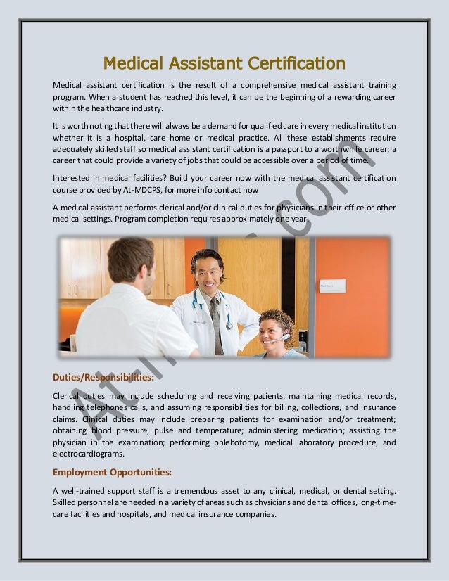 medical assistant certification medical assistant clinical duties