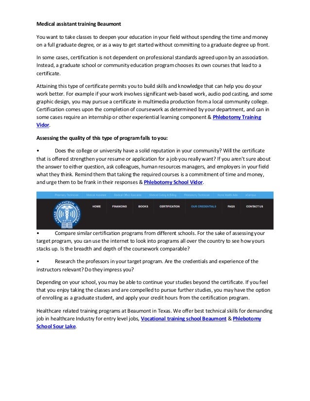 medical assistant training beaumont medical assistant job without certification