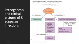 Pathogenesis
and clinical
pictures of S.
pyogenes
infections
8/11/2023 Medical Bacteriology Module 2 37
 