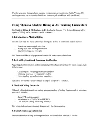 Medical Billing & AR Training Hyderabad | DOCX