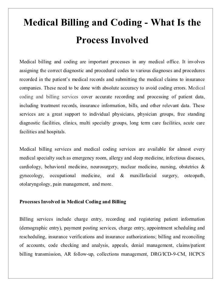 Medical Billing and Coding What Is the Process Involved