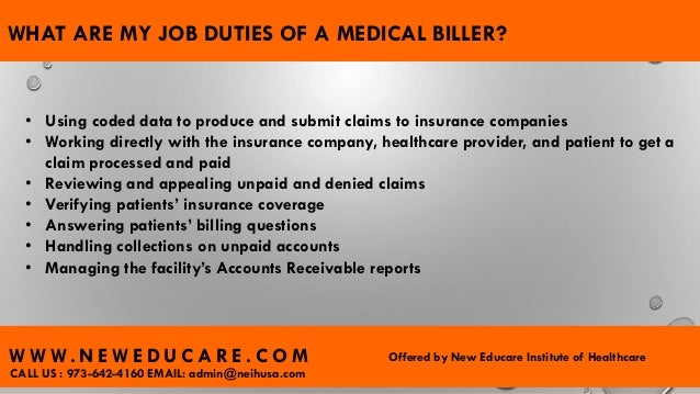 job description for medical billing
