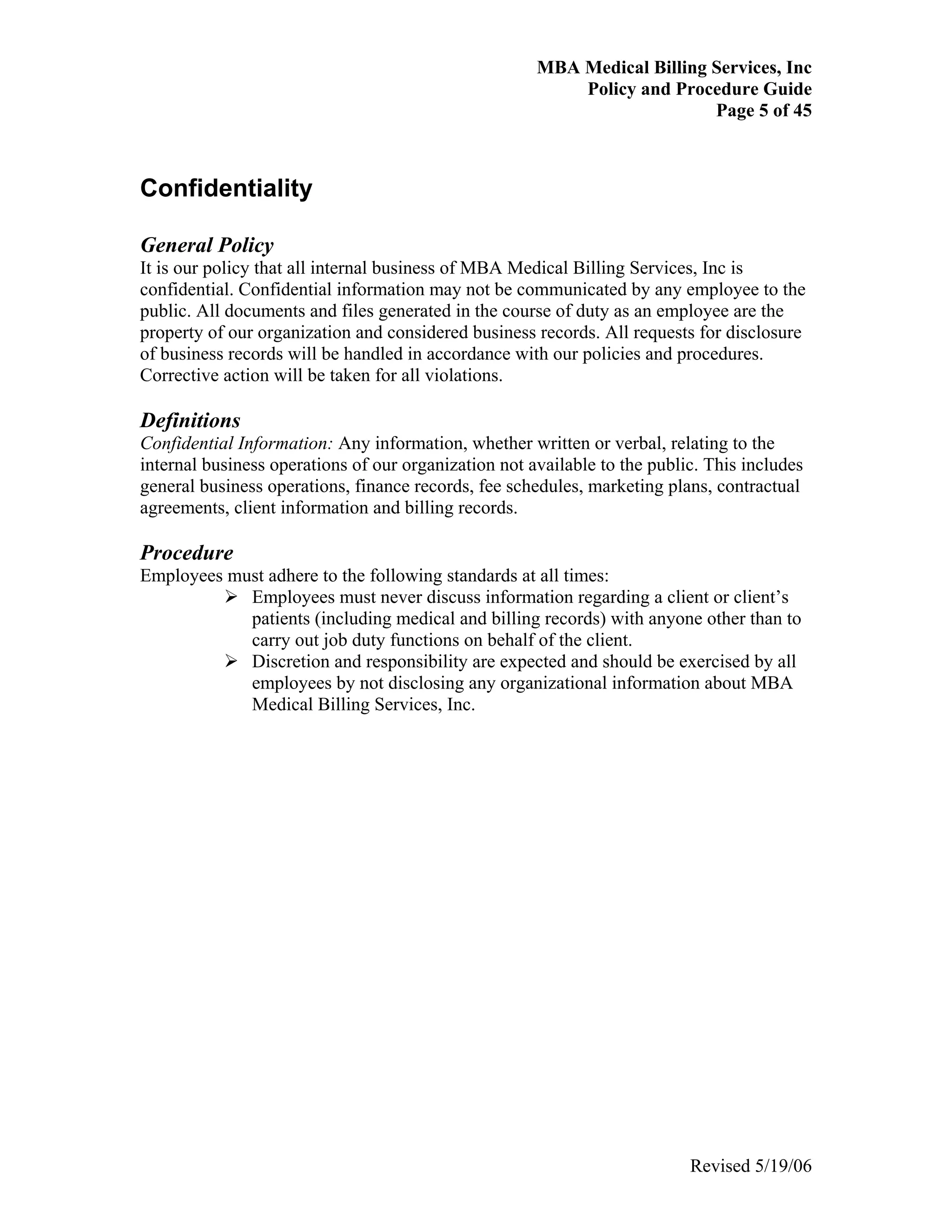 Medical billing policy procedure guide | PDF