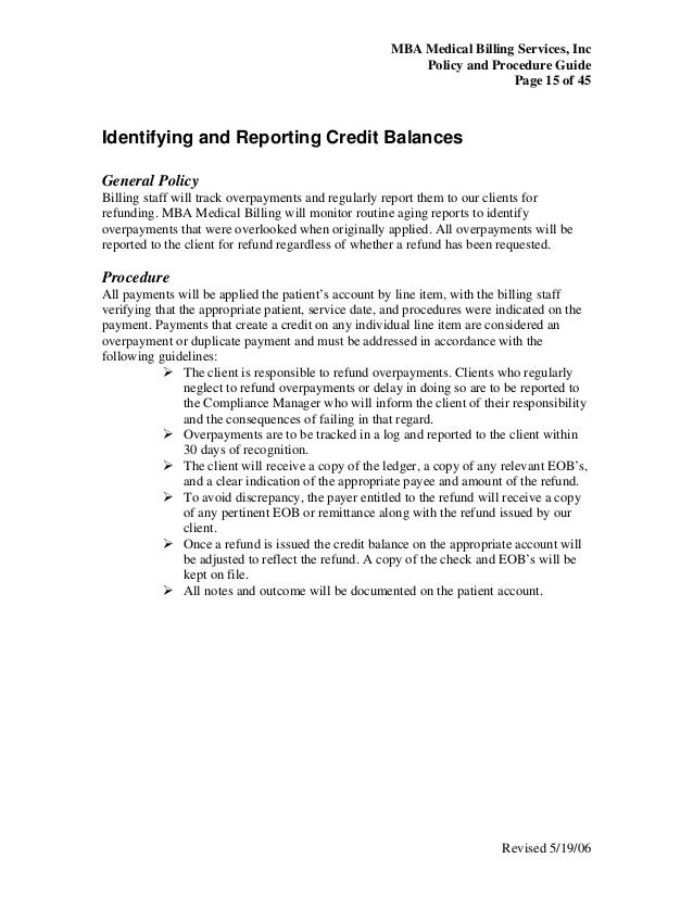 Medical Billing Policy Procedure Guide