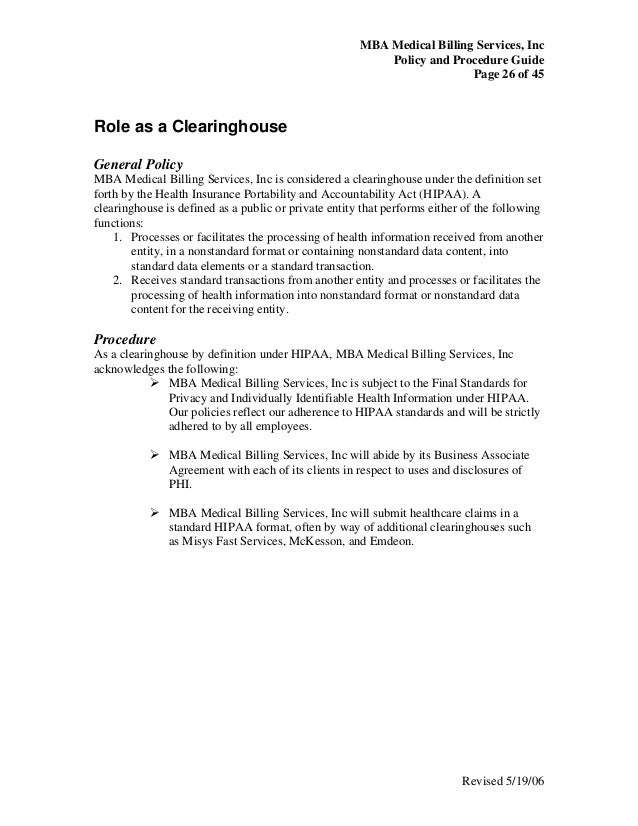 medical billing policy procedure guide