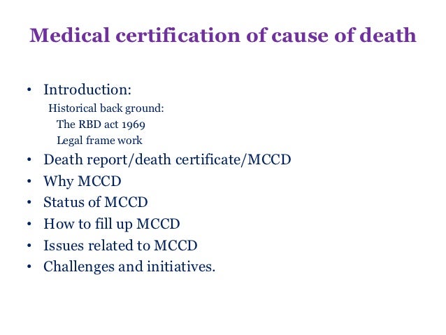 medical certification of the cause of death medical certification