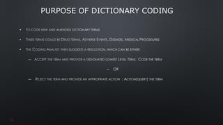 •
•
•
―
–
―
PURPOSE OF DICTIONARY CODING
16
 