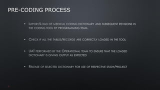 •
•
•
•
PRE-CODING PROCESS
6
 