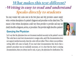 What makes this text different?
-Writing is easy to read and understand
Speaks directly to students

9

 