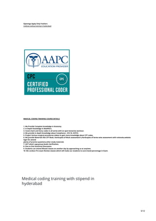 Medical coding training in hyderabad | PDF