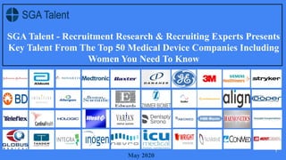 SGA Talent - Recruitment Research & Recruiting Experts Presents
Key Talent From The Top 50 Medical Device Companies Including
Women You Need To Know
1
May 2020
 