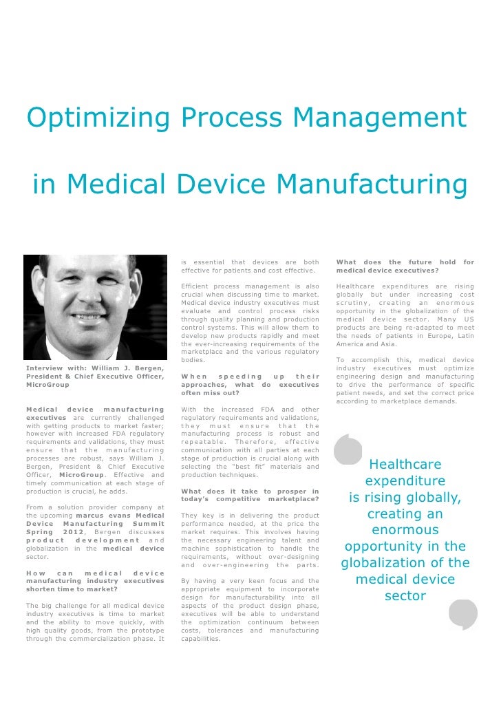 Optimizing Process Management in Medical Device Manufacturing William