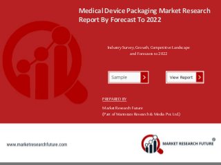 Medical Device Packaging Market Research
Report By Forecast To 2022
IndustrySurvey, Growth, Competitive Landscape
and Forecasts to 2022
PREPARED BY
MarketResearch Future
(Part of Wantstats Research & Media Pvt. Ltd.)
 