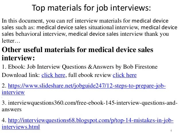 medical device sales interview questions and answers