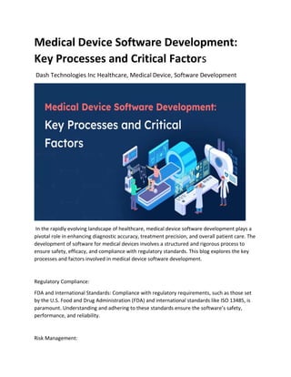Medical Device Software Development: Key Processes and Critical Factors ...