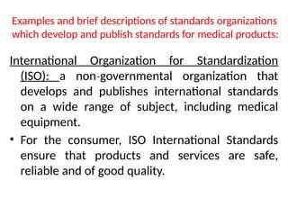 Iso Organization Standard Examples Medical device standardization for all medical equipment’s | PPTX