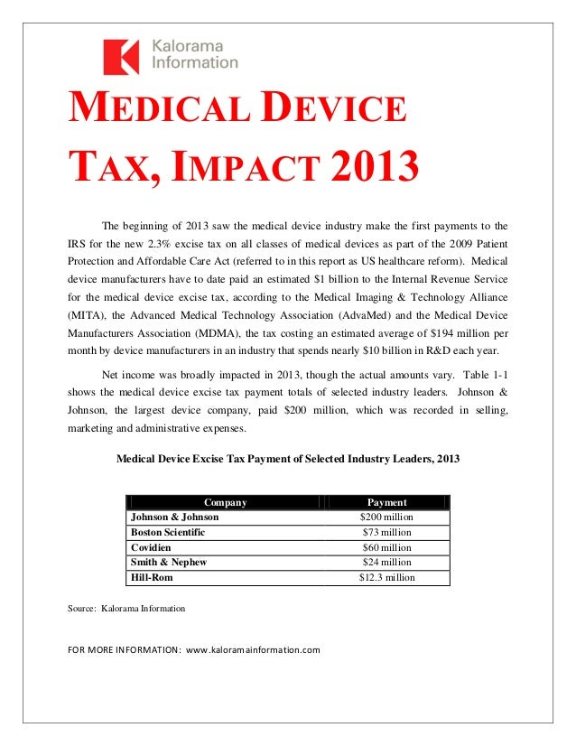 Medical Device Tax Impact 2013