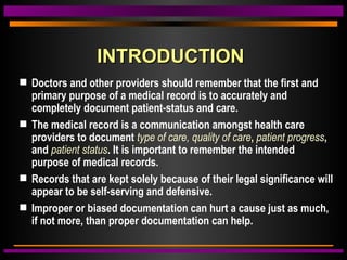 MEDICAL DOCUMENTATION AND ITS VARIOUS MEDICOLEGAL ASPECTS | PPT