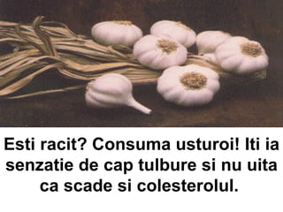 Esti racit? Consuma usturoi! Iti ia senzatie de cap tulbure si nu uita ca scade si colesterolul.  