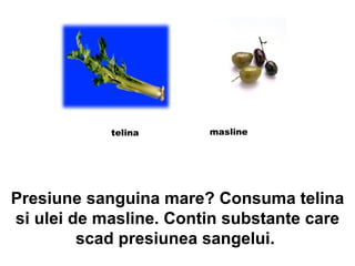 Presiune sanguina mare? Consuma telina si ulei de masline. Contin substante care scad presiunea sangelui.  telina masline 