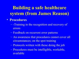 Reducing Medical Error and increasing patient safety Reducing Medical ...