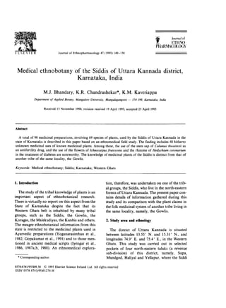 Medical ethnobotany of siddis of uttara kannada