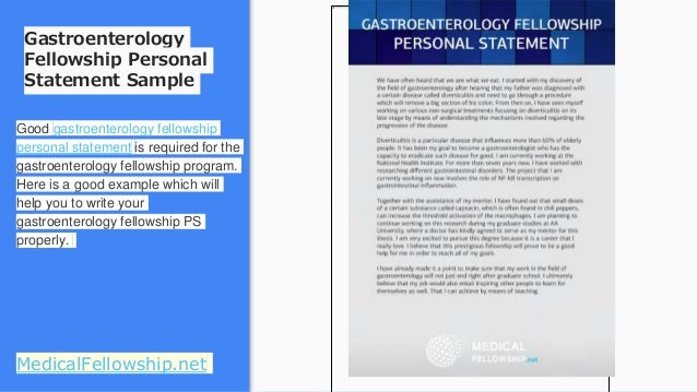 gastroenterology fellowship personal statement writing