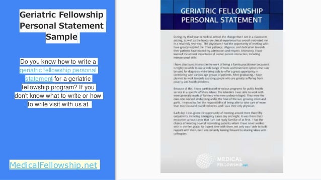 Medical fellowship personal statement