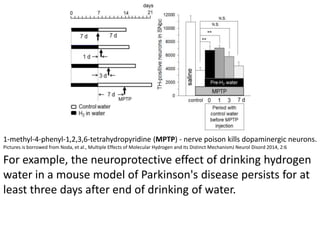 For example, the neuroprotective effect of drinking hydrogen
water in a mouse model of Parkinson's disease persists for at...