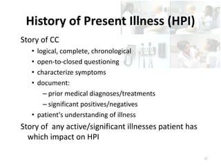 Hpi Examples Medical Hstory and Physical Examination- Rapid Review | PDF