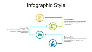 Infographic Style
You can simply impress your audience and
add a unique zing and appeal to your
Presentations.
Contents Title
You can simply impress your audience and
add a unique zing and appeal to your
Presentations.
Contents Title
You can simply impress your audience and
add a unique zing and appeal to your
Presentations.
Contents Title
 