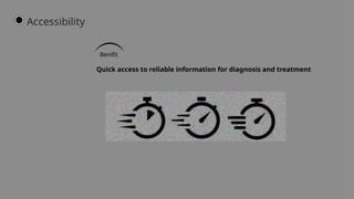 Benifit
Quick access to reliable information for diagnosis and treatment
Accessibility
 