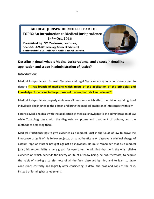 Medical Jurisprudence's Role in Justice PDF