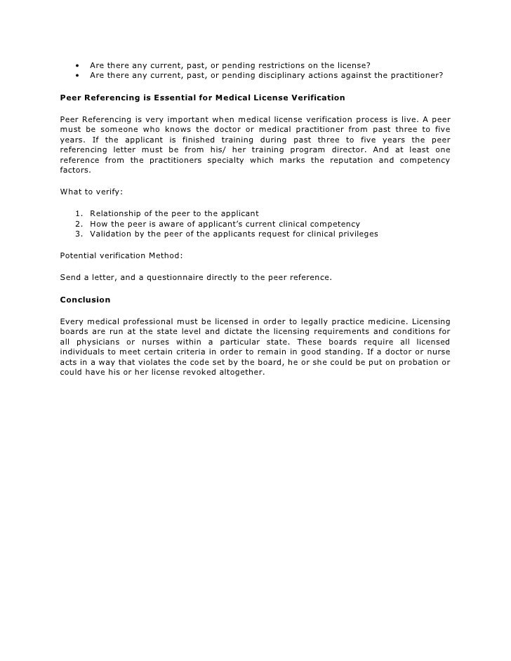 Medical license verification