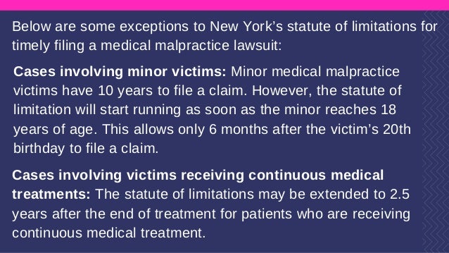 New York Statute Of Limitations Civil Cases Medical Malpractice Claim Statute of Limitation | PPT