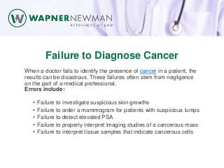 Failure to Diagnose Cancer
When a doctor fails to identify the presence of cancer in a patient, the
results can be disastr...