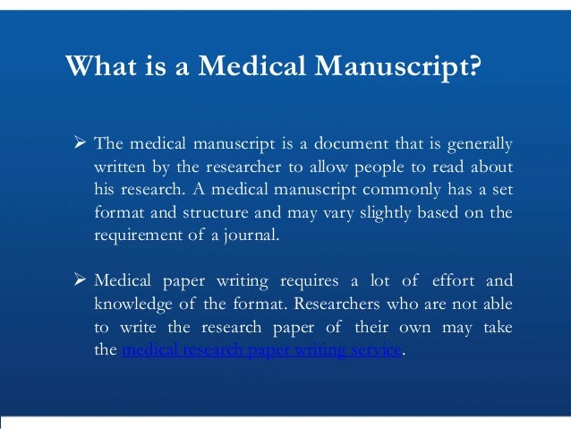 Medical manuscript writing service