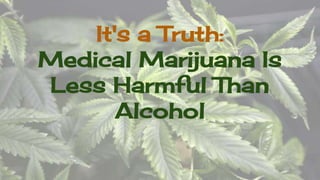 It's a Truth:
Medical Marijuana Is
Less Harmful Than
Alcohol
 