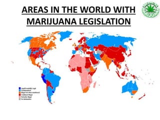 Areas in Areas in the world with marijuana
legislatthe world with marijuana legislation
AREAS IN THE WORLD WITH
MARIJUANA LEGISLATION
 
