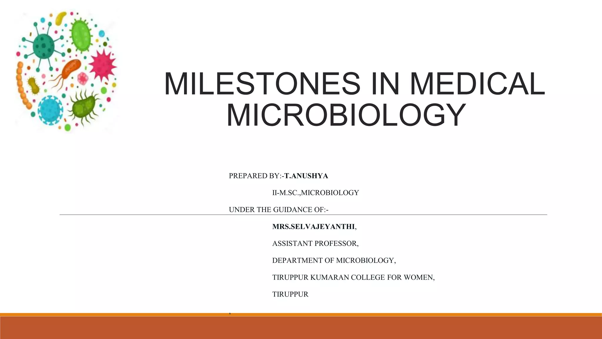 milestones of Medical microbiologylecture notes PPT