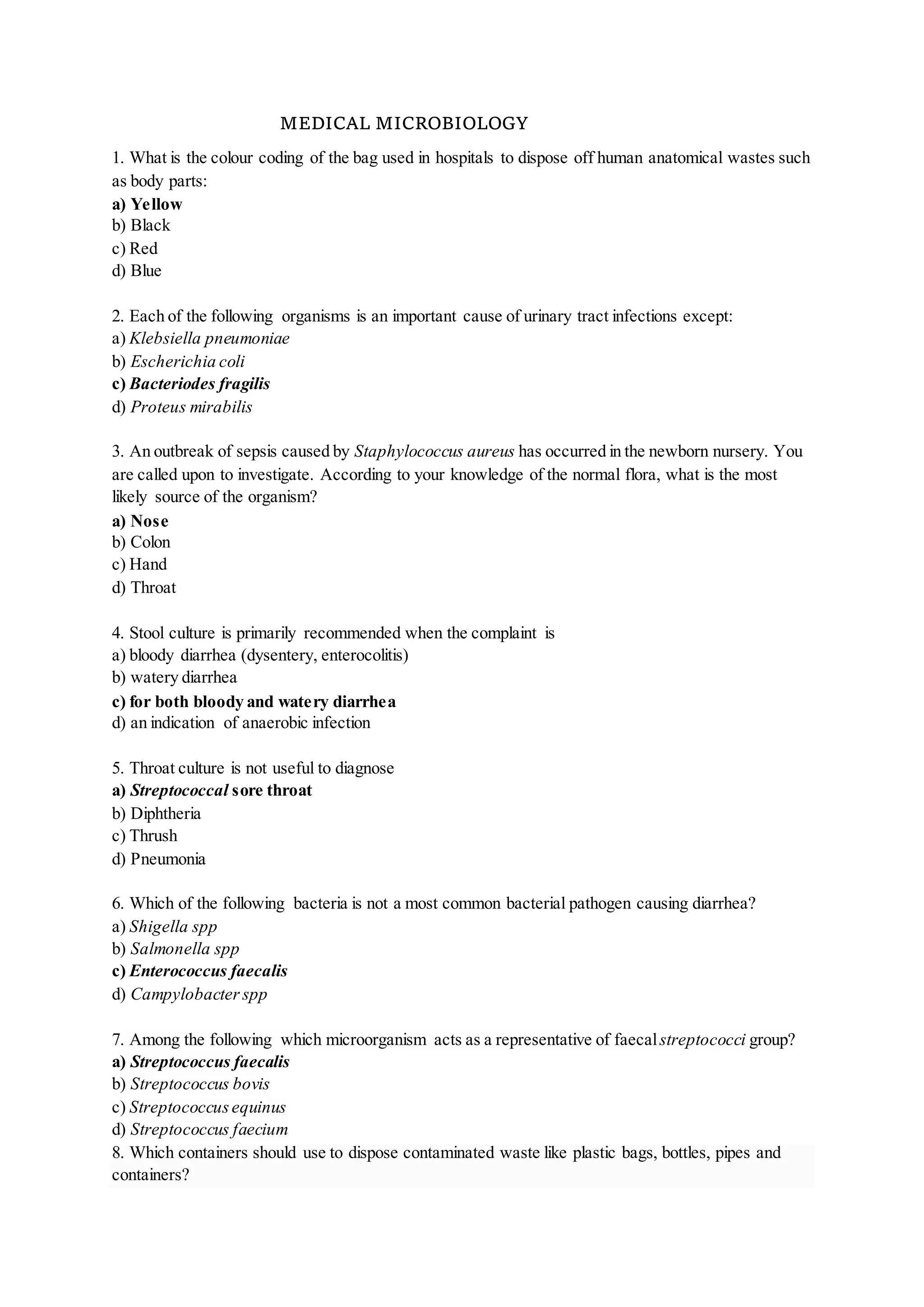 Medical microbiology mcq PDF